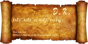 Dékán Károly névjegykártya