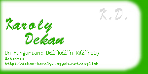 karoly dekan business card